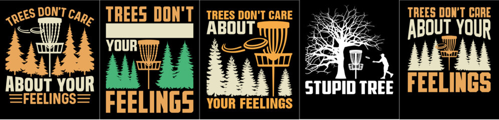 Minimalist Disc Golf Typographic Emblems, Phrases Set Vector Illustration for Announcement, Holiday Cards, Logo