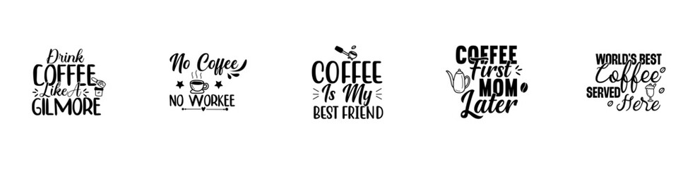 Elegant Coffee Calligraphic Lettering, Calligraphy Pack Vector Illustration for Icon, Holiday Cards, Decal