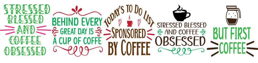 Creative Coffee Typography, Inscriptions Collection Vector Illustration for Motion Graphics, Brochure, Book Cover