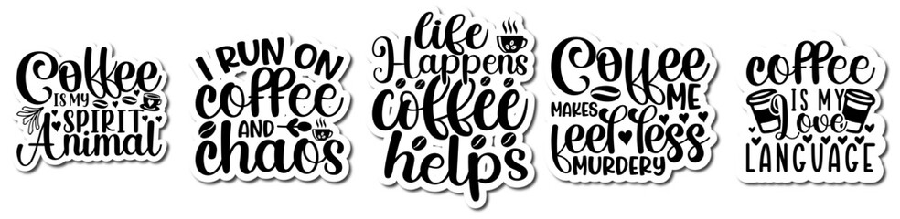 Simple Coffee Day Invitation, Calligraphic Lettering Pack Vector Illustration for Newsletter, Decal, Stationery