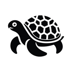 Turtle black silhouette vector with white background.