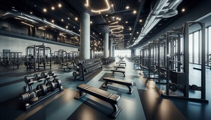 Fototapeta premium wide view of a gym
