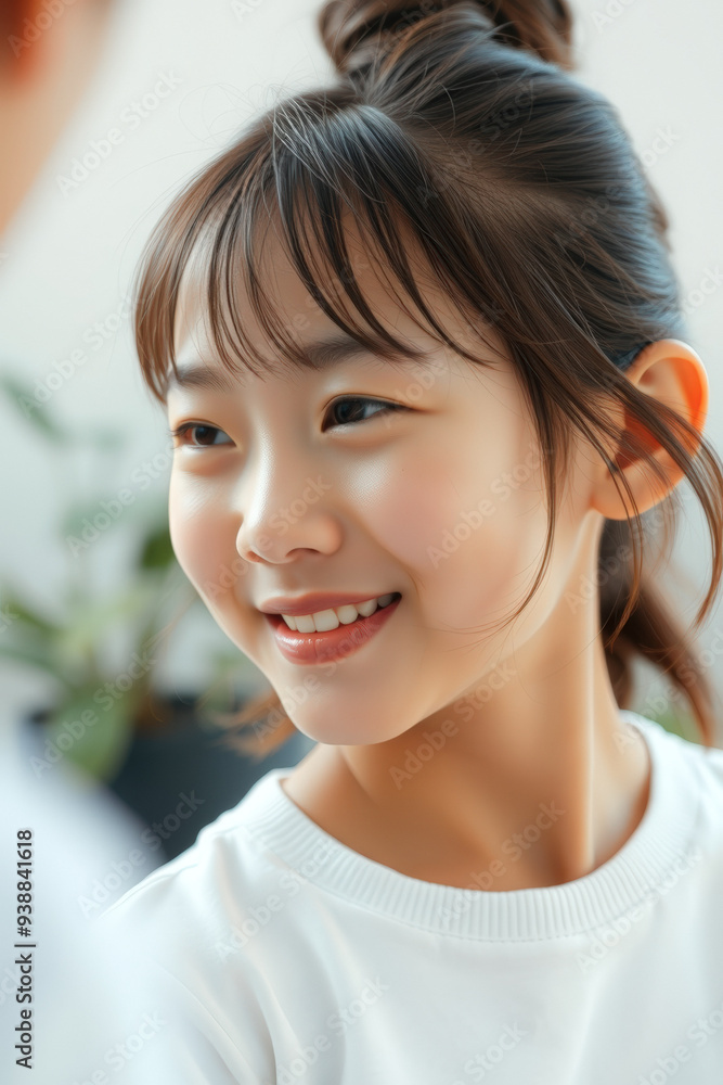 Sticker Portrait of a Young Girl Smiling