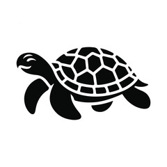 Turtle black silhouette vector with white background.