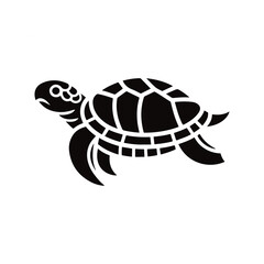 Turtle black silhouette vector with white background.