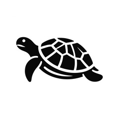 Turtle black silhouette vector with white background.