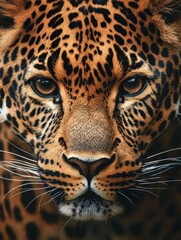 Naklejka premium Close-up view of a leopard showcasing distinctive spotted fur patterns
