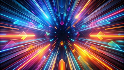 Abstract Colorful Motion Arrows, Dynamic Light Streaks, And Speed Lines In A Digital Style Against A Dark Background