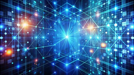 Obraz premium Abstract Digital Communications Concept With Geometric Pattern Resembling Computer Binary Code, For Technology And Data Stream Themes