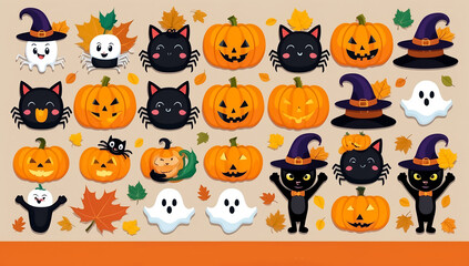 sticker set, different cute halloween