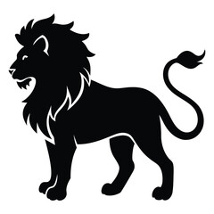  lion silhouette vector illustration.  lion logo icon design.