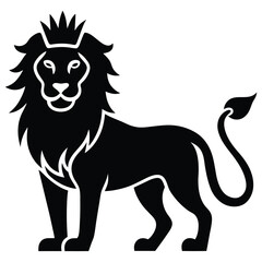  lion silhouette vector illustration.  lion logo icon design.