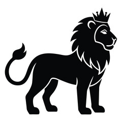  lion silhouette vector illustration.  lion logo icon design.