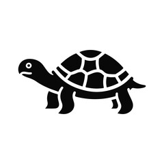 Turtle black silhouette vector with white background.