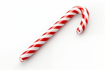 Fototapeta premium Christmas white and red candy cane isolated on white background. Generative ai.
