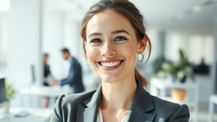 Fototapeta premium Portrait of a smiling businesswoman in an office