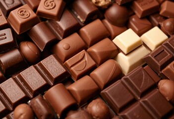 Fototapeta premium chocolate pieces on white