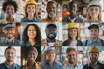 Diverse happy workers smiling for camera.