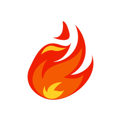 Icon Flat flame. Fire fireball  red hot campfire  yellow heat wildfire and bonfire  burn power fiery silhouettes illustration set. Fireball power light  flame bonfire energy
