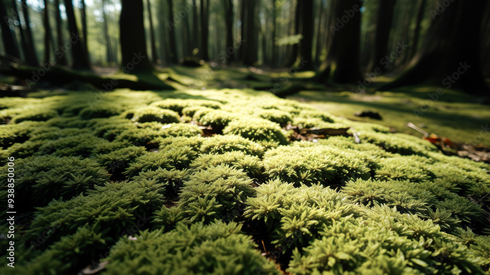 Wall mural Lush Green Moss in a Forest