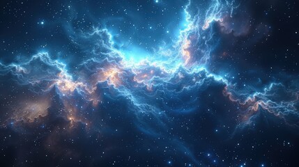 Fototapeta premium Cosmic Nebula with Glowing Gas and Stars