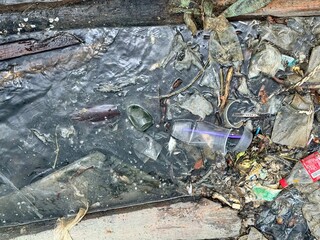 plastic pollution of the Sea, Water pollution, global crisis, accumulation of garbage industrial waste in sea, garbage in the water