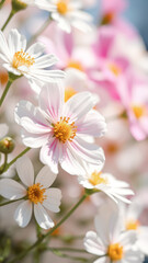 Delicate White Cosmos Flower Close-Up
