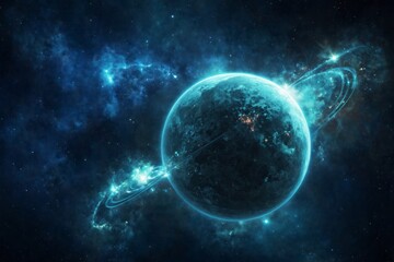 Fototapeta premium Digital illustration planet outer space center image dark Neptun