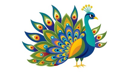 Obraz premium Colorful Peacock Feathers Vector Set on White Background