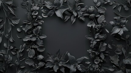 Monochromatic Floral Frame with Empty Center