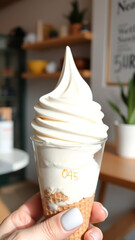 Closeup of a Soft Serve Ice Cream Cone