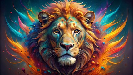 A Majestic Digital Rendering Of A Lion'S Head, With Intricate Details And Vibrant Colors, Showcasing The Power And Beauty Of The Animal In A Dynamic Digital Realm.