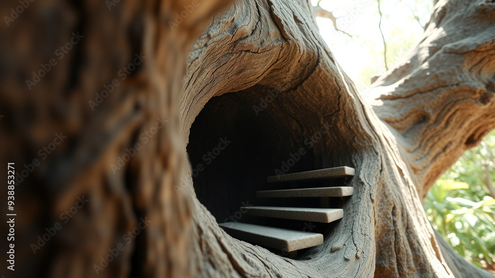 Poster tree trunk with steps