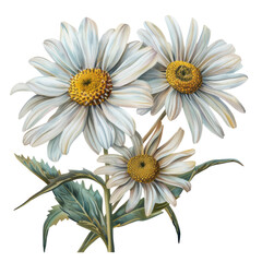 Fototapeta premium Beautiful daisy flowers on a white background