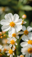 Obraz premium Close Up of a White Flower with Yellow Center