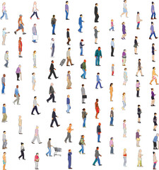 Side View People Set on White Background - Vector EPS -01