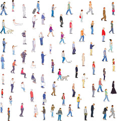 Side View People Set on White Background - Vector EPS -04