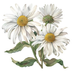 Fototapeta premium Beautiful daisy flowers on a white background