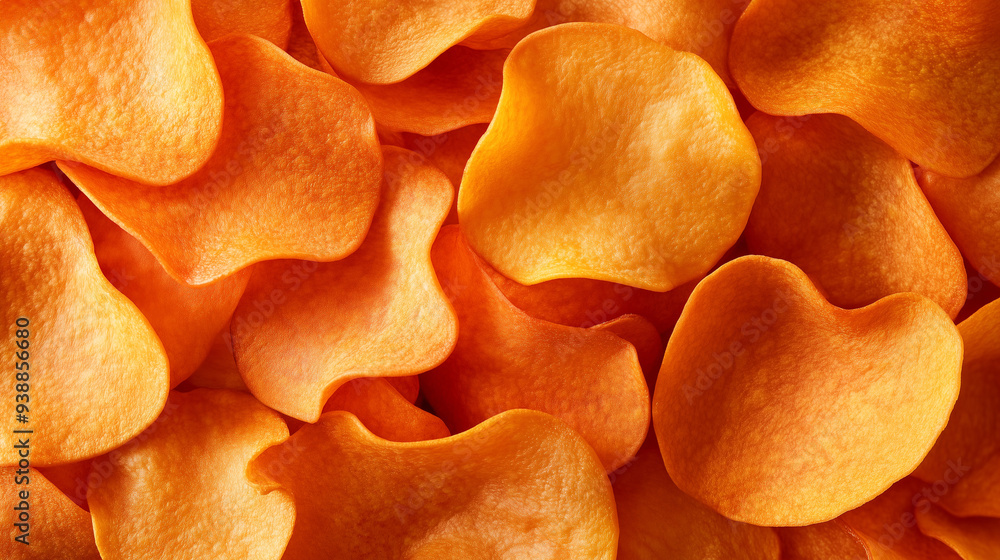 Wall mural Close Up of Crispy Orange Sweet Potato Chips