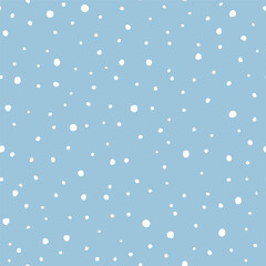 Vector seamless pattern with hand drawn dots, snowing. Cute Christmas design for wallpaper, wrapping, stationery, textile.