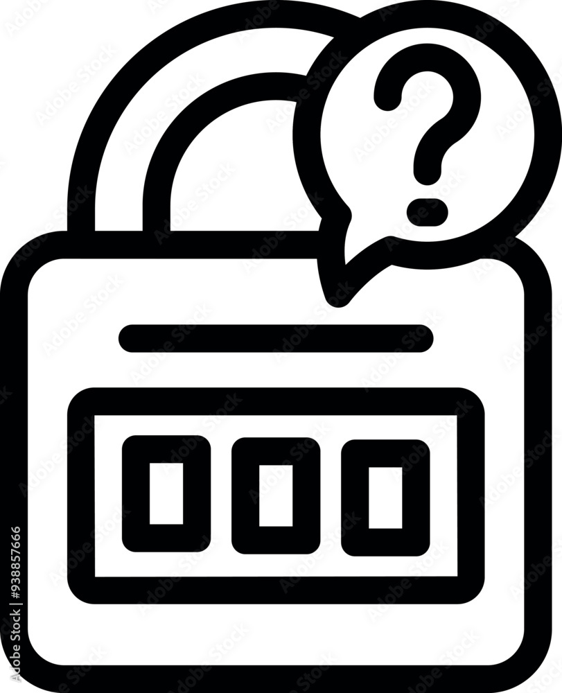 Poster simple combination lock with a question mark, symbolizing a security query or a forgotten code