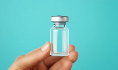 Abstract Doctor Holding COVID-19 Vaccine Vial: Medical Research and Healthcare Innovation. Minimalist Composition Highlighting Pharmaceutical Safety and Hospital Protocols. Elegant Design Template wit