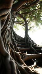 Obraz premium Looking Up Through the Roots of a Giant Tree