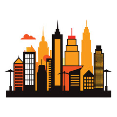 Obraz premium A simple city skyline silhouette, representing urban development and construction firms