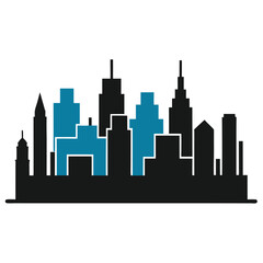 Naklejka premium A simple city skyline silhouette, representing urban development and construction firms