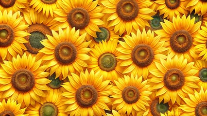 Obraz premium Seamless and life affirming sunflower pattern in a vibrant and joyful nature floral design, perfect for summer