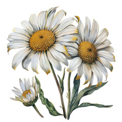 Fototapeta premium Beautiful daisy flowers on a white background