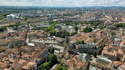Fototapeta premium View from above to the city of Metz which is a town in France with a historical city center 