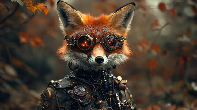 Steampunk fox - renard steampunk - collection animaux steampunk