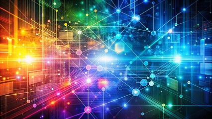Fototapeta premium Abstract technology communication concept background with digital elements and vibrant colors